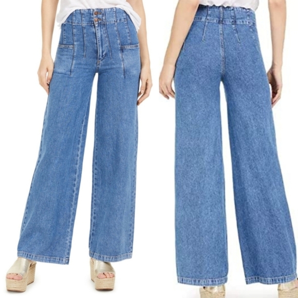 Free People We The Free Midnight City Wide Leg Jeans Size 27 Ultra High Waist - Picture 1 of 12